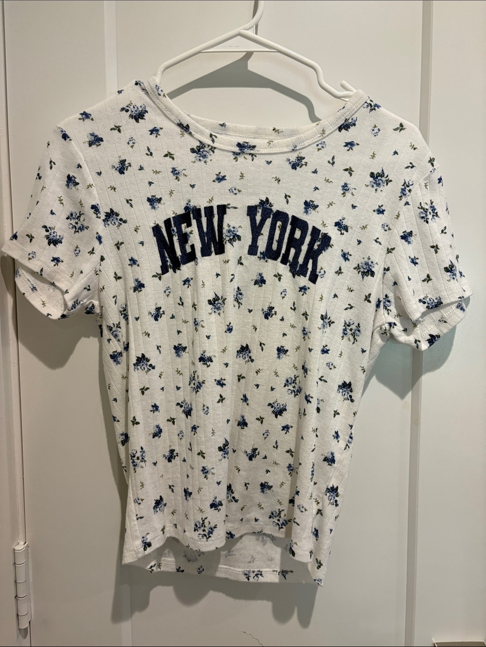 Kids White Floral 'New York' Short Sleeve Tee
